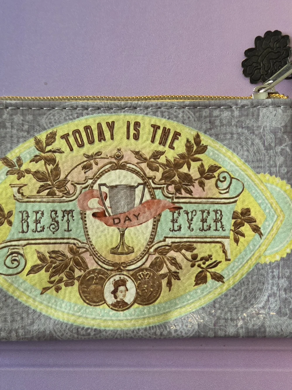PAPAYA! Art Vintage Style Best Day Ever Coin Pouch Mini Wallet